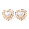 Rack Plating Heart Brass Micro Pave Clear Cubic Zirconia Stud Earring for Women EJEW-G394-38G-2