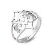 Non-Tarnish 304 Stainless Steel Hollow Out Flower Adjustable Ring RJEW-T027-03P-5