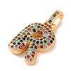 Brass Micro Pave Cubic Zirconia Pendants KK-C076-29R-G02-2