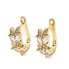 Leaf Brass Micro Pave Clear Cubic Zirconia Hoop Earrings EJEW-H180-29G-4