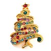 Christmas Theme Alloy Colorful Rhinestone Brooches JEWB-S022-02B-G-1