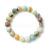 Natural Flower Amazonite Beads Stretch Bracelets BJEW-JB03849-02-1