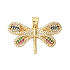 Rack Plating Brass Micro Pave Cubic Zirconia Pendants KK-P279-14G-1