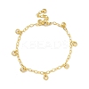 PVD Vacuum Plating 304 Stainless Steel Ring Charms Bracelet with Cable Chains for Women STAS-E001-29G-1