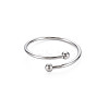 Non-Tarnish 304 Stainless Steel Double Beaded Thin Open Cuff Rings RJEW-N038-048P-1