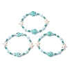 3Pcs Synthetic Turquoise & Porcelain & Dyed Natural Howlite Beads Stretch Bracelets for Women BJEW-JB11793-2