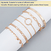 6Pcs 6 Style Alloy Paperclip & Cable & Figaro Chain Bracelets Set BJEW-AN0001-09-3