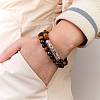 2Pcs 2 Style Dyed & Heated Natural Tiger Eye & Gemstone Stretch Bracelets Set BJEW-SW00092-6