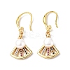 Colorful Cubic Zirconia Fan Dangle Earrings with Natural Pearl Beaded EJEW-B017-12G-1