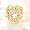 Brass Micro Pave Clear Cubic Zirconia Cuff Rings RJEW-P155-04C-G-1