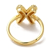 Rack Plating Letter Brass Micro Pave Clear Cubic Zirconia Adjustable Rings for Women KK-S391-03G-X-3