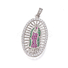 Religion Theme Brass Micro Pave Cubic Zirconia Pendants ZIRC-I032-71P-2