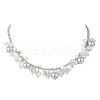 Round Glass Beaded Bib 304 Stainless Steel Rolo Chain Necklaces NJEW-JN05359-02-3