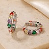 Vintage Colorful Circle Brass Cubic Zirconia Hoop Earrings FK0958-1