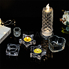 5Pcs 5 Styles Glass Tealight Candle Holder AJEW-FG0003-37-5