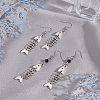 ANATTASOUL 2 Pairs 2 Style Alloy Fishbone Long Dangle Eararings for Women EJEW-AN0002-53-7