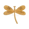 Ion Plating(IP) 304 Stainless Steel Dragonfly Open Cuff Rings RJEW-M047-07G-2