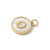Brass Pave Natural Shell Flat Round with Letter Charms KK-Z115-13G-O-2