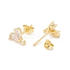 Rack Plating Brass Cubic Zirconia Stud Earrings Findings MAK-I684-10G-03-RS-2