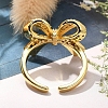 Rack Plating Brass Micro Pave Clear Cubic Zirconia Cuff Finger Rings for Women RJEW-M028-31G-03-5