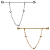 2Pcs 2 Colors Brass Hanging Chain Brooches FIND-GF0006-86-1