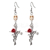 3 Pairs 3 Colors Hallowmas Alloy Dyed Synthetic Turquoise Dangle Earrings EJEW-JE06484-4