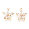 Brass Pave Clear Cubic Zirconia Connector Charms KK-T078-03G-04-1