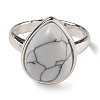 Natural & Synthetic Gemstone Teardrop Adjustable Rings RJEW-K371-08S-4