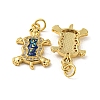 Turtle Brass Pendants Micro Pave Cubic Zirconia with Synthetic Opal KK-K356-09G-2