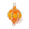 Dyed Natural Malaysia Jade Round and Glass Seed Beaded Lantern Links Connector Charms PALLOY-MZ01176-01-1