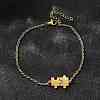 201 Stainless Steel Pulsera Puzzle Link Bracelets BJEW-B128-03G-1