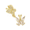 Butterfly Rack Plating Brass Micro Pave Cubic Zirconia Pendants KK-Z074-73G-1