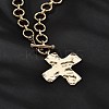 Alloy Textured Cross Pendant Ring Link Chain Necklaces for Women LS-NJEW-B120-03-2