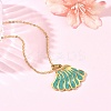 304 Stainless Steel Enamel Shell Shape Stud Earrings & Pendant Necklaces Sets for Women SA-CBA46AF-20G-2