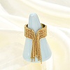 Round Ball Tassel 304 Stainless Steel Cuff Rings for Women LS-RJEW-U039-03G-1