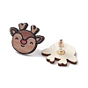 Christmas Printed Wooden Stud Earrings LS-EJEW-D046-06-1