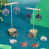 5 Pairs 5 Style Natural Mixed Stone Chip Beads Wrapped Tree of Life Dangle Earrings for Women EJEW-UN0001-97-5