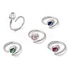 Brass Micro Pave Cubic Zirconia Cuff Open Rings for Women RJEW-L343-01P-2