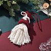 Cotton Cord with Wood Bead Pendant Decorations HJEW-JM04096-1