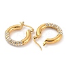 Ion Plating(IP) 304 Stainless Steel Hoop Earrings with Rhinestones for Women EJEW-A104-19G-2