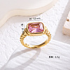 Rectangle 304 Stainless Steel Micro Pave Cubic Zirconia Finger Rings FS-WG7A2B7-14-1
