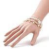 5Pcs 5 Style Natural Rose Quartz & Brass Beaded Stretch Bracelets Set BJEW-JB08870-02-3