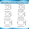 120Pcs 6 Styles Tarnish Resistant 304 Stainless Steel Open Jump Rings STAS-LP0001-63-2