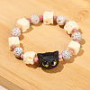 Natural Bodhi Wood Beads Stretch Bracelets WG466DA-12-1