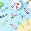 12Pcs 12 Colors Spray Painted Iron Brooch Findings IFIN-YW0004-05-4