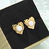 Natural White Jade & Ion Plating(IP) 304 Stainless Steel Heart Stud Earrings EJEW-A118-04G-04-2
