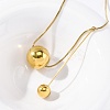 304 Stainless Steel Round Ball Pendant Snake Chain Necklaces NJEW-U028-03G-2