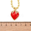 Brass Red Enamel Strawberry Pendant Ball Chain Necklaces NJEW-Z059-02G-3