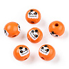 Halloween Theme Wood European Beads WOOD-N016-04B-1