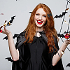8Pcs 4 Style Halloween Theme Bat & Bowknot Imitation Leather Alligator Hair Clips & Hair Barrettes PHAR-WR0001-01-5